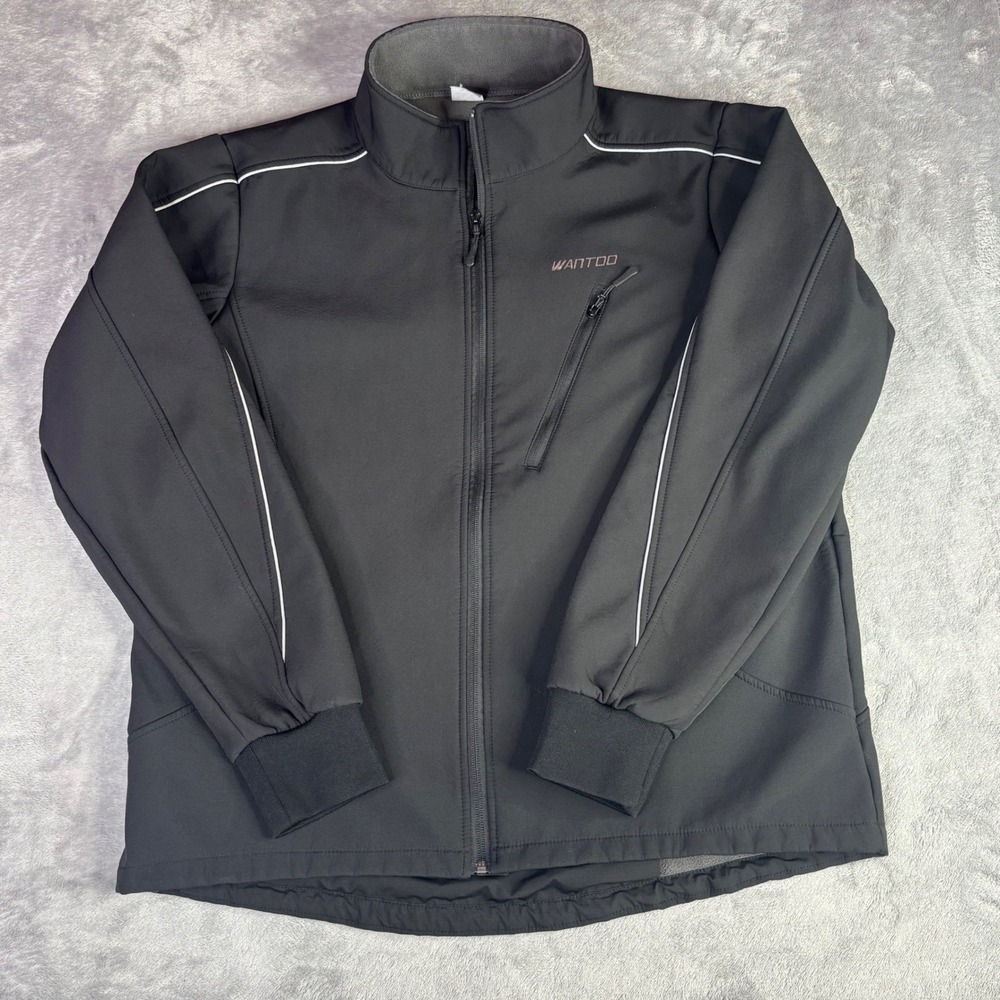 Wantdo Softshell Jacket Men XL Black Fleece Lined Full Zip‎ Outdoor Hiking Coat